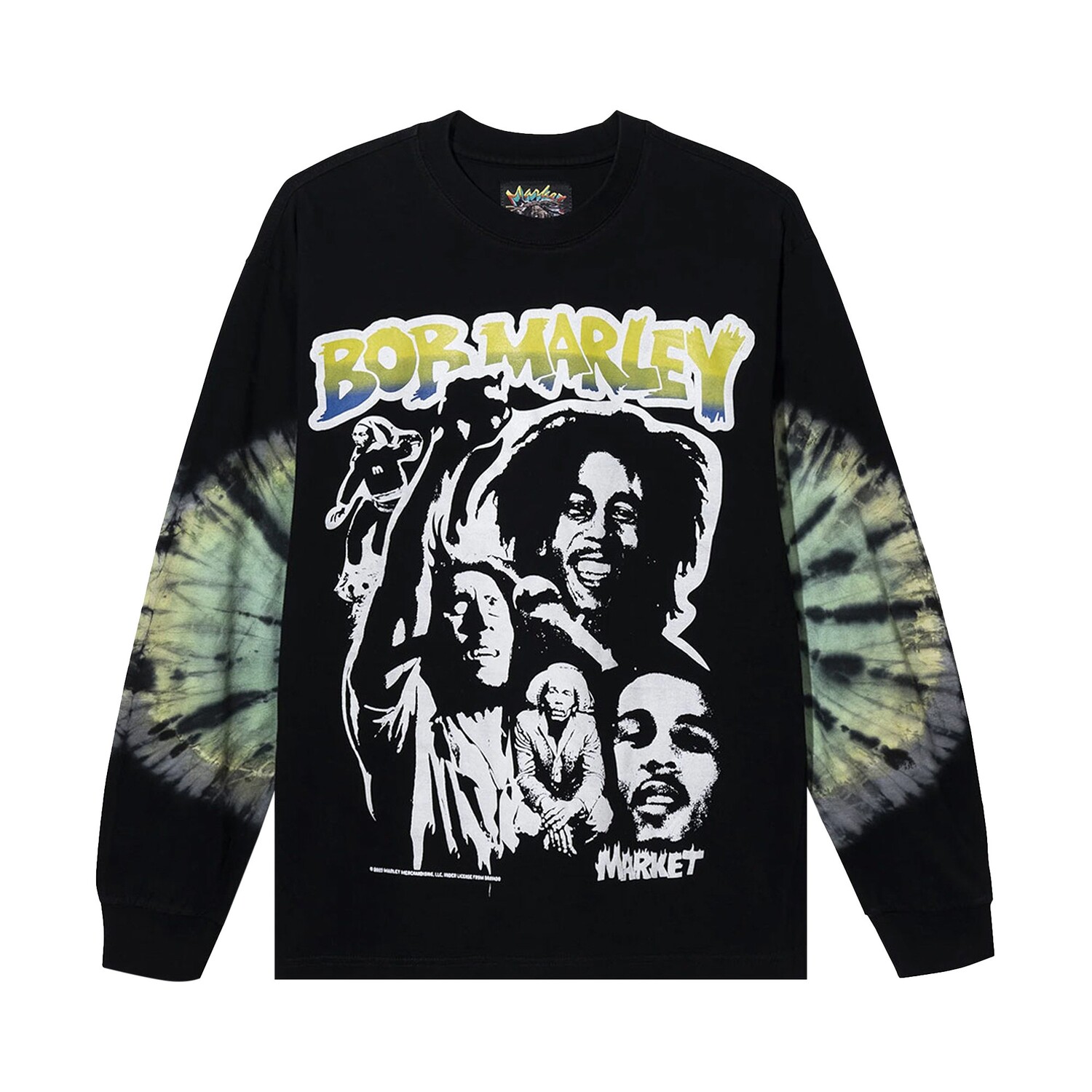 

Футболка с длинными рукавами и надписью Tie Dye в стиле панк Market Bob Marley