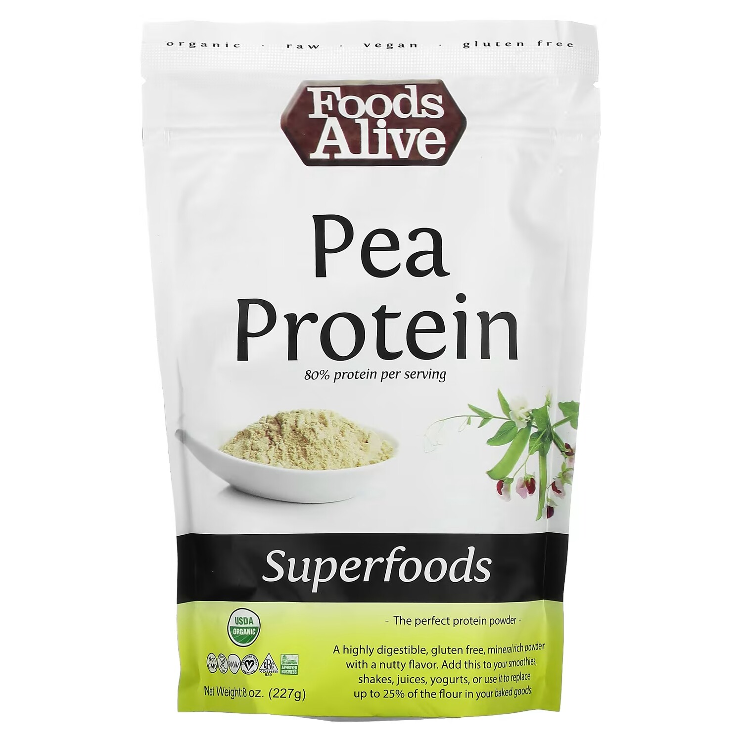 

Протеиновый порошок Foods Alive Superfoods гороховый, 227г