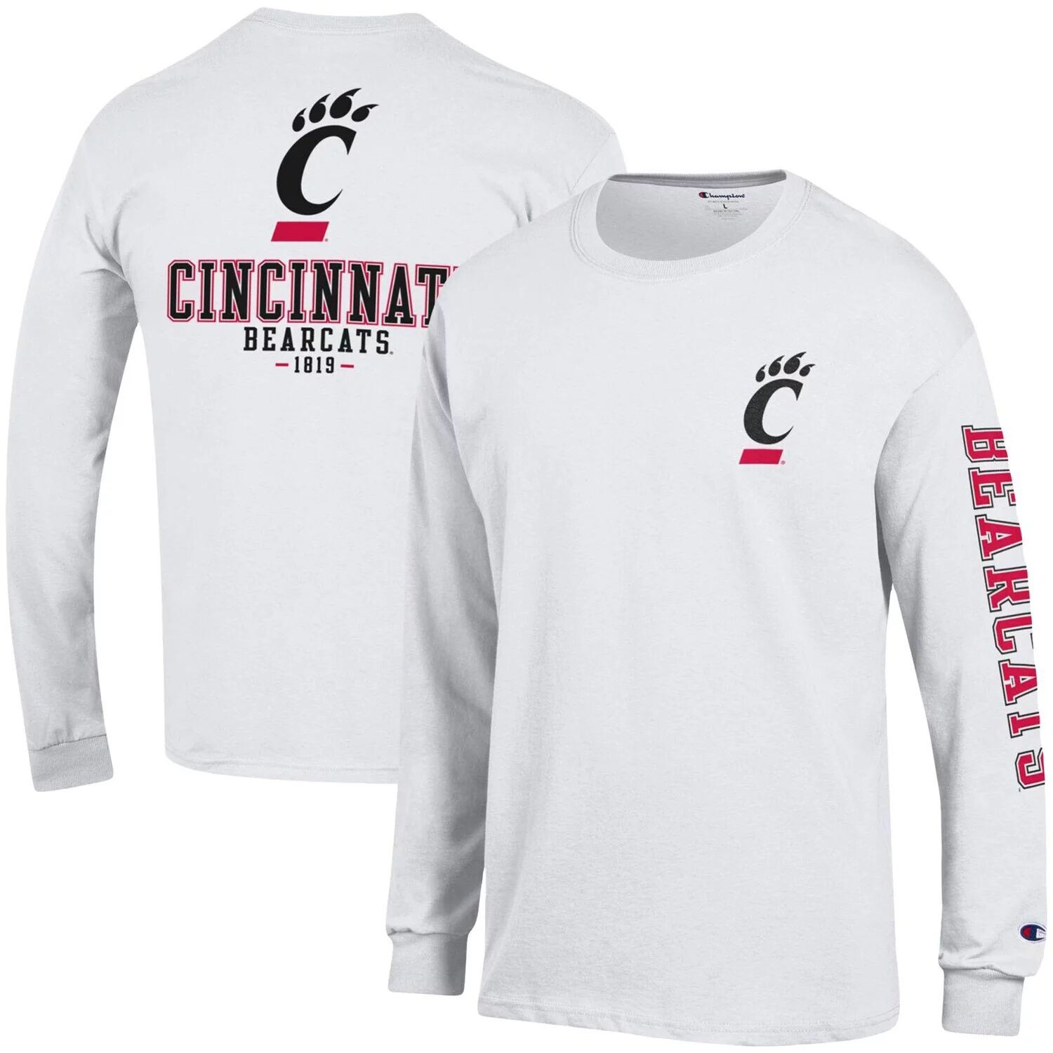 

Мужская белая футболка с длинным рукавом Cincinnati Bearcats Team Stack Champion, Белый