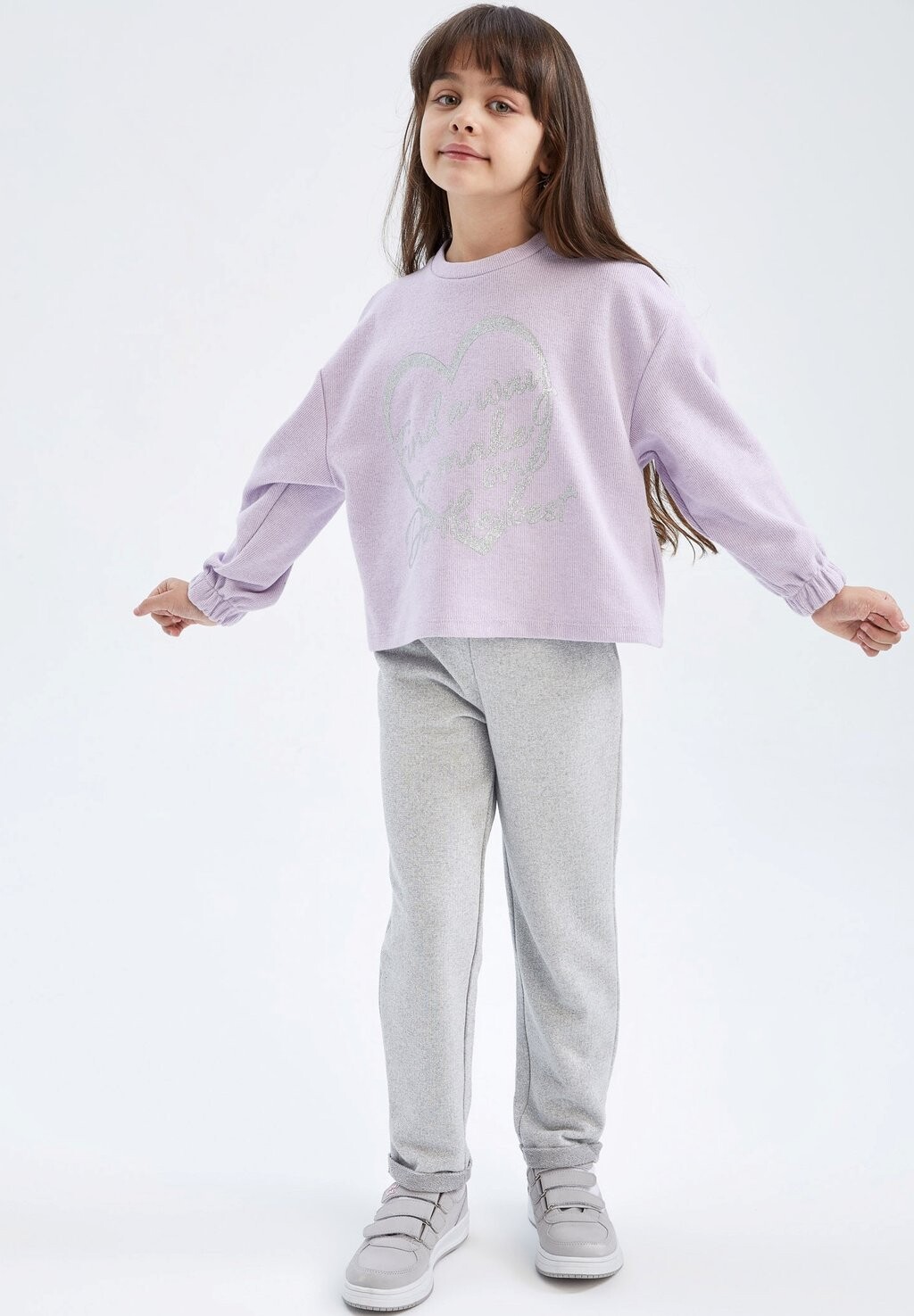 

Футболка с длинным рукавом Cropped Fit DeFacto, фиолетовый