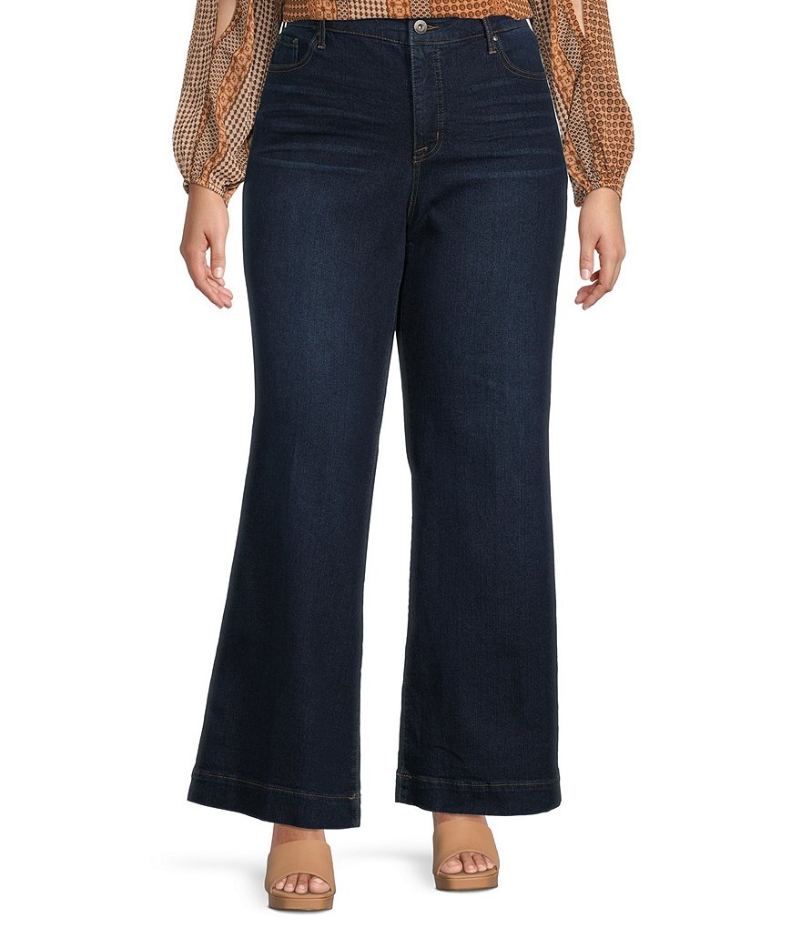 Широкие джинсы с высокой посадкой Jessica Simpson размера плюс True Love, синий