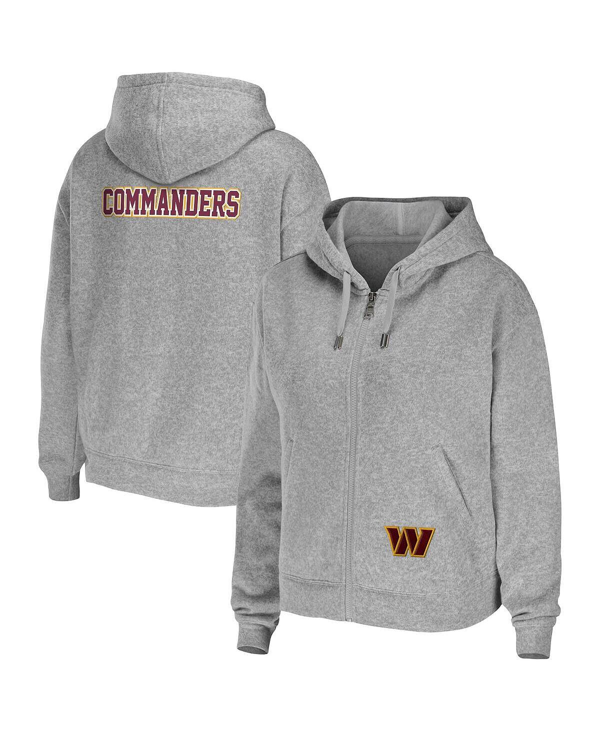 

Женская толстовка с молнией во всю длину, серая с принтом Washington Commanders Team WEAR by Erin Andrews, Серый
