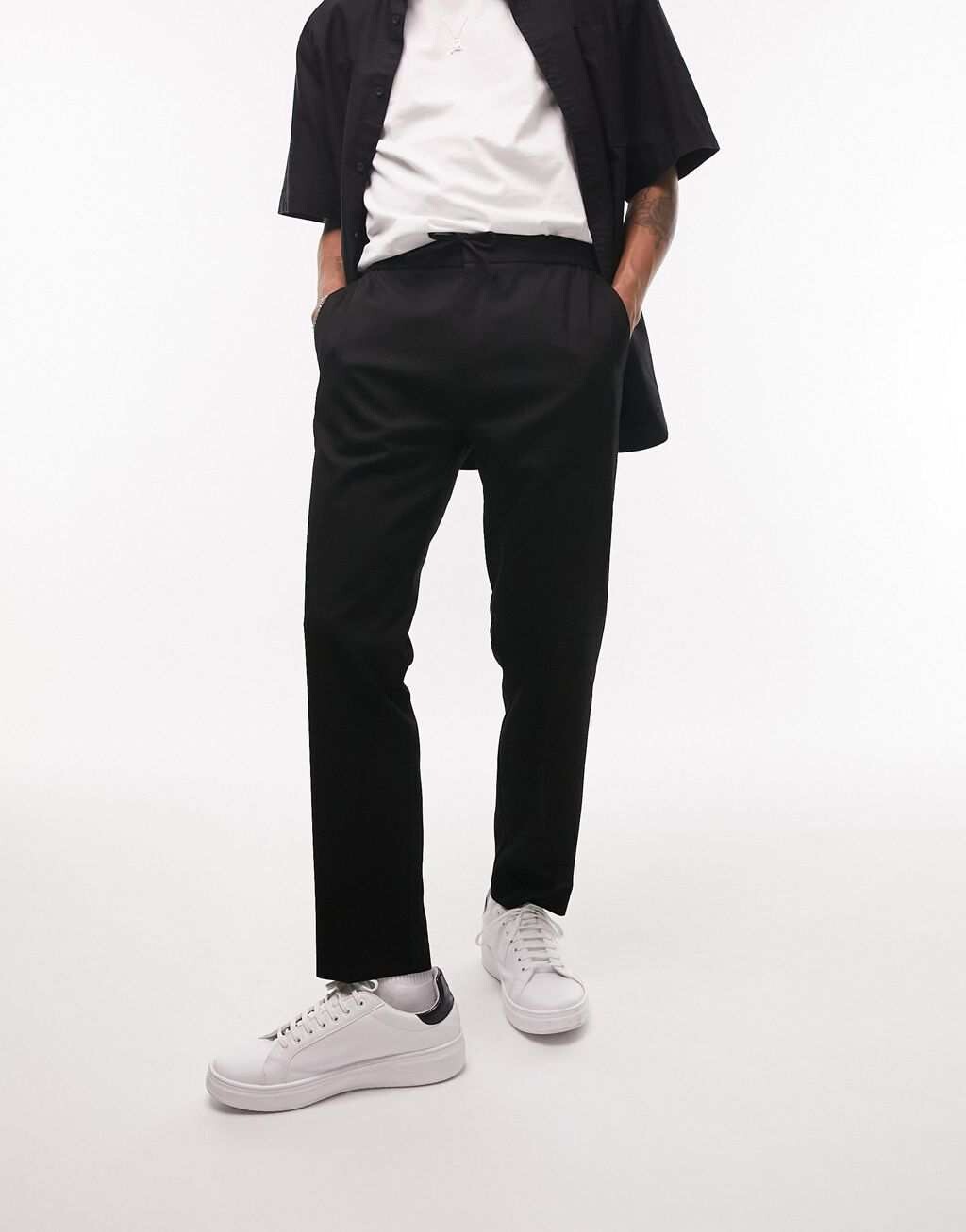 

Черные элегантные брюки скинни с эластичным поясом Topman, Черный