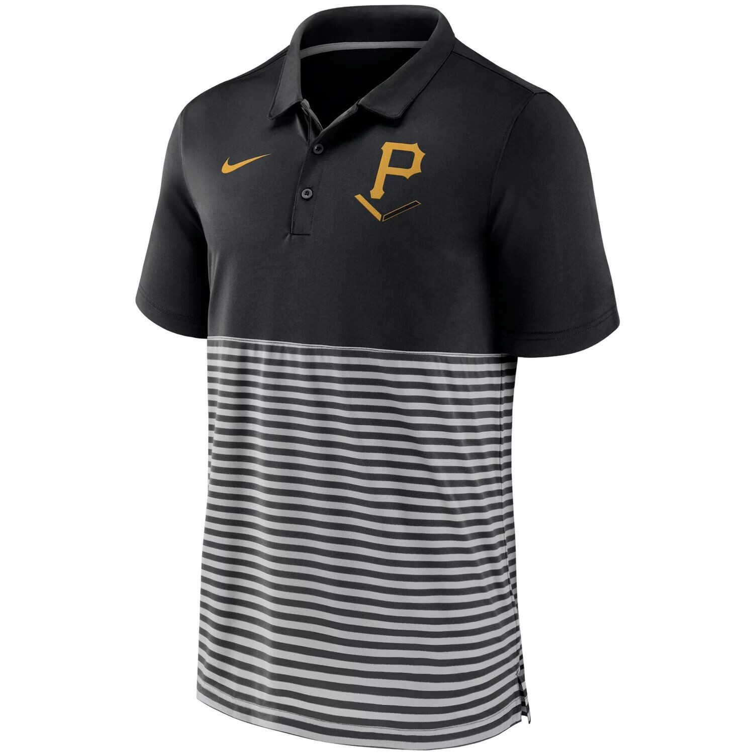 

Мужская футболка-поло в черно-серую полоску Nike Pittsburgh Pirates Home