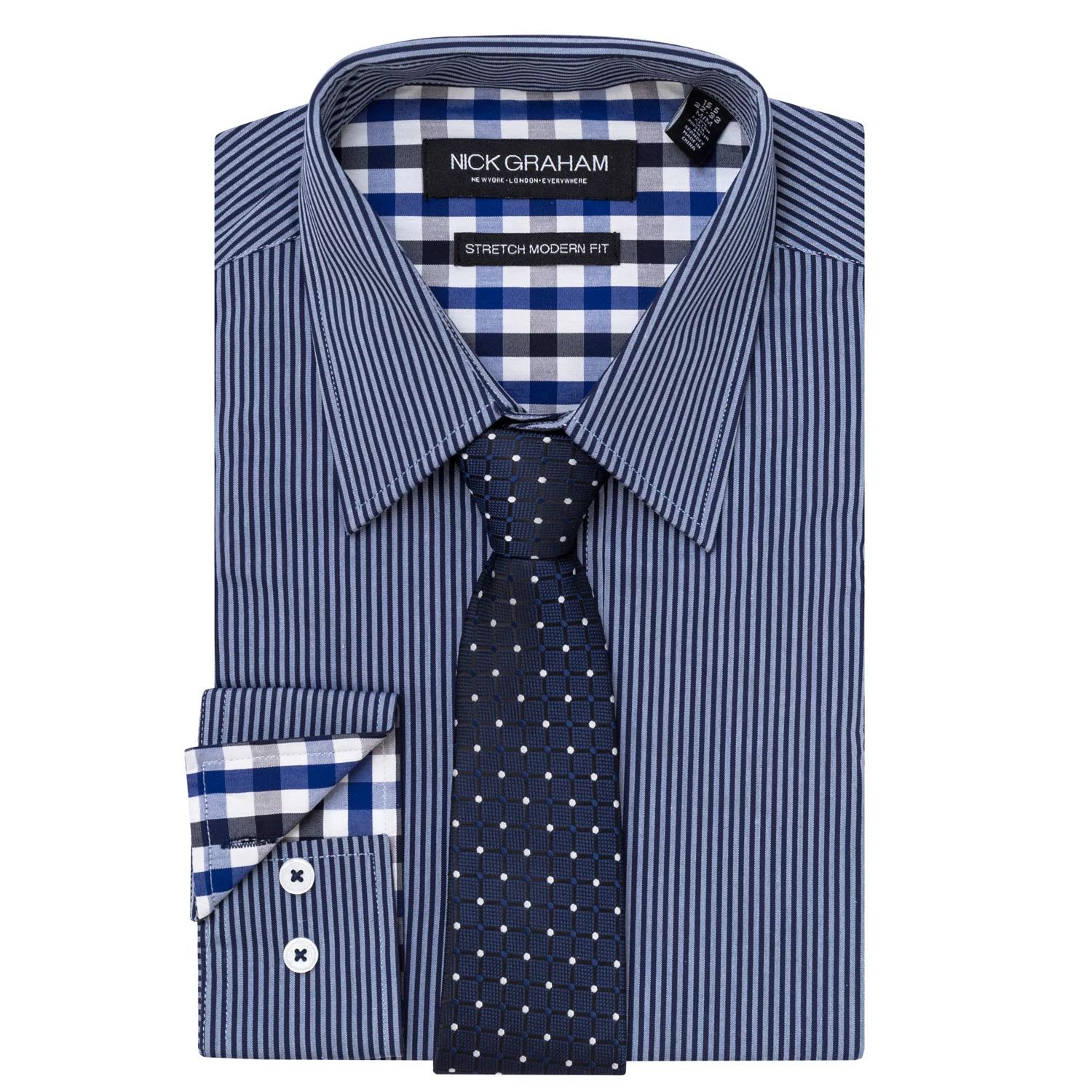 Мужской комплект из классической рубашки и галстука современного кроя Nick Graham цена и фото