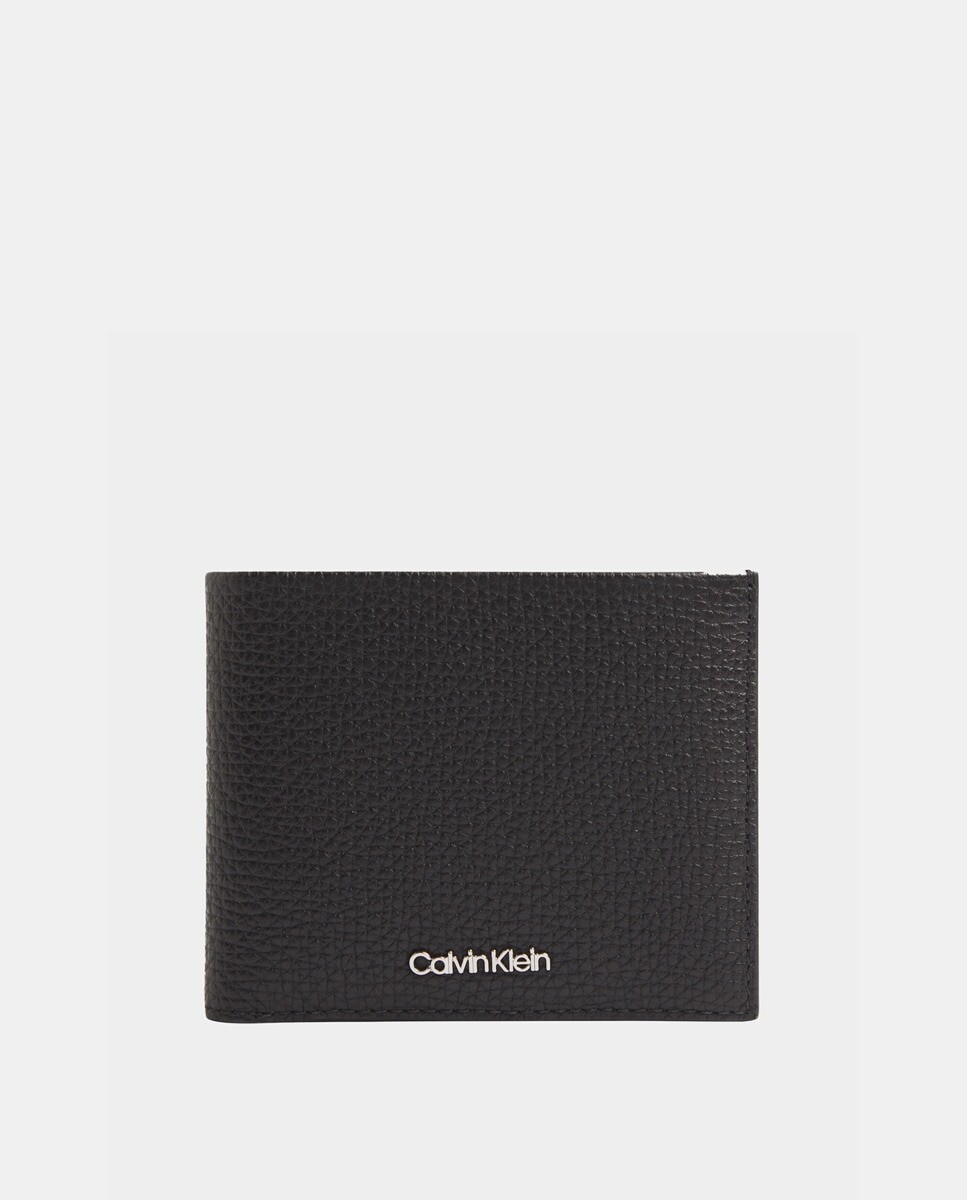

Черный кожаный кошелек с монетницей Calvin Klein, черный