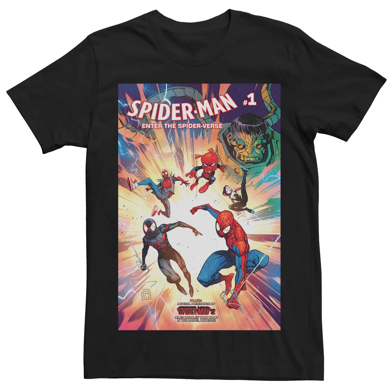 Мужская футболка с обложкой комикса Marvel Spider-Man Enter The Spider-Verse #1 Licensed Character