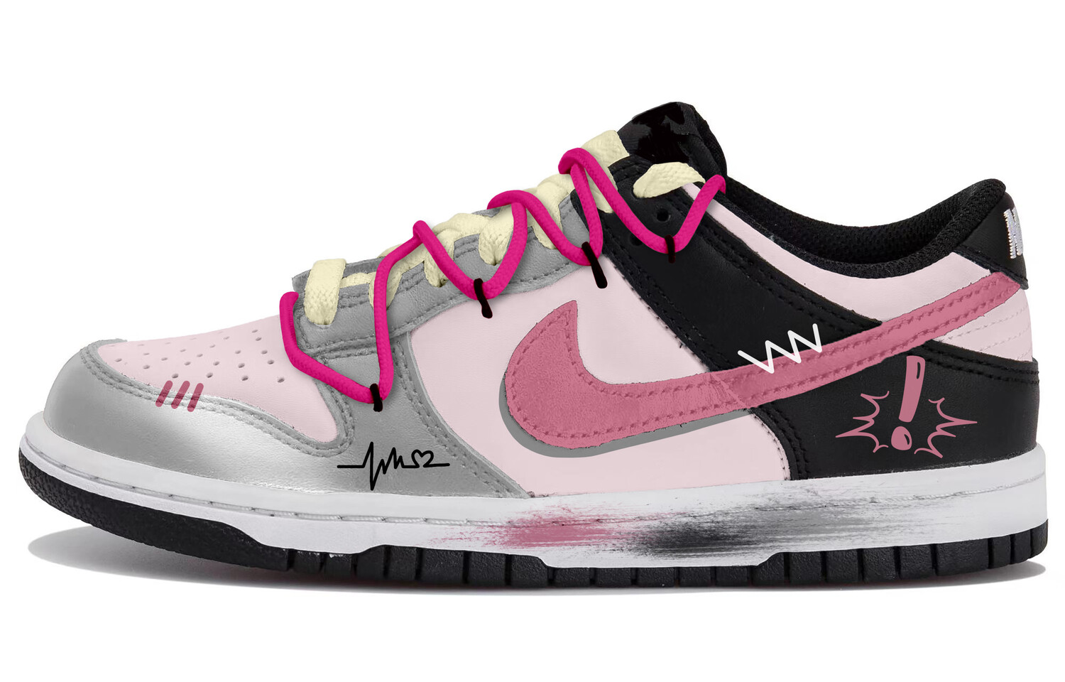 

Кроссовки Nike Dunk Skateboarding Shoes Women's Low-top Black/pink, черный/розовый