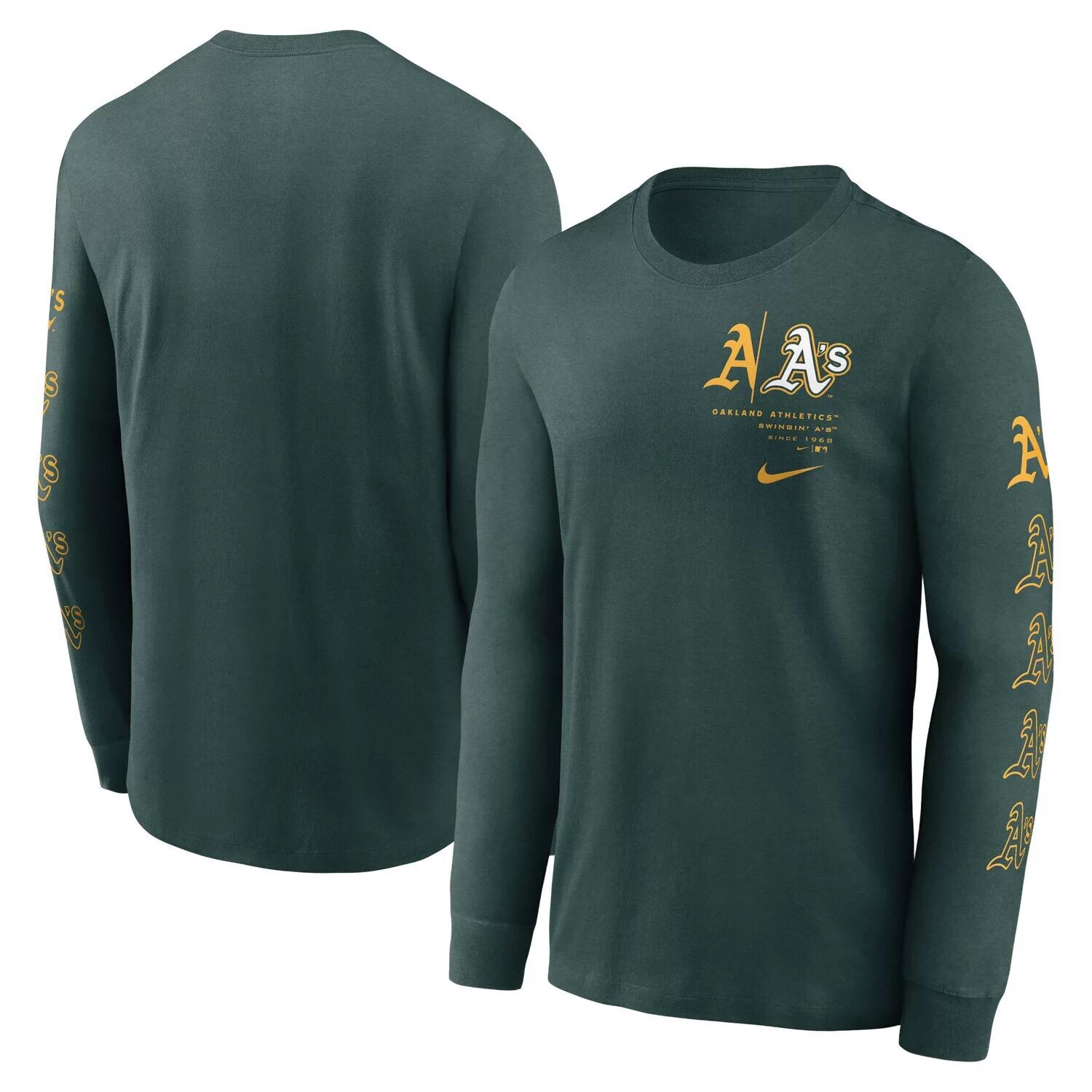 

Мужская зеленая футболка с длинными рукавами Oakland Athletics Team Slider Tri-Blend Nike