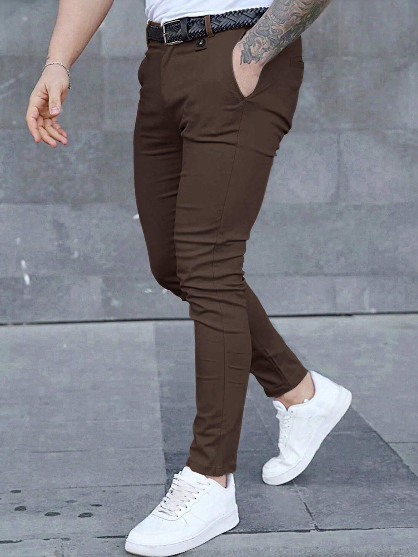 Мужские однотонные классические брюки с карманами Manfinity Mode, кофейный коричневый