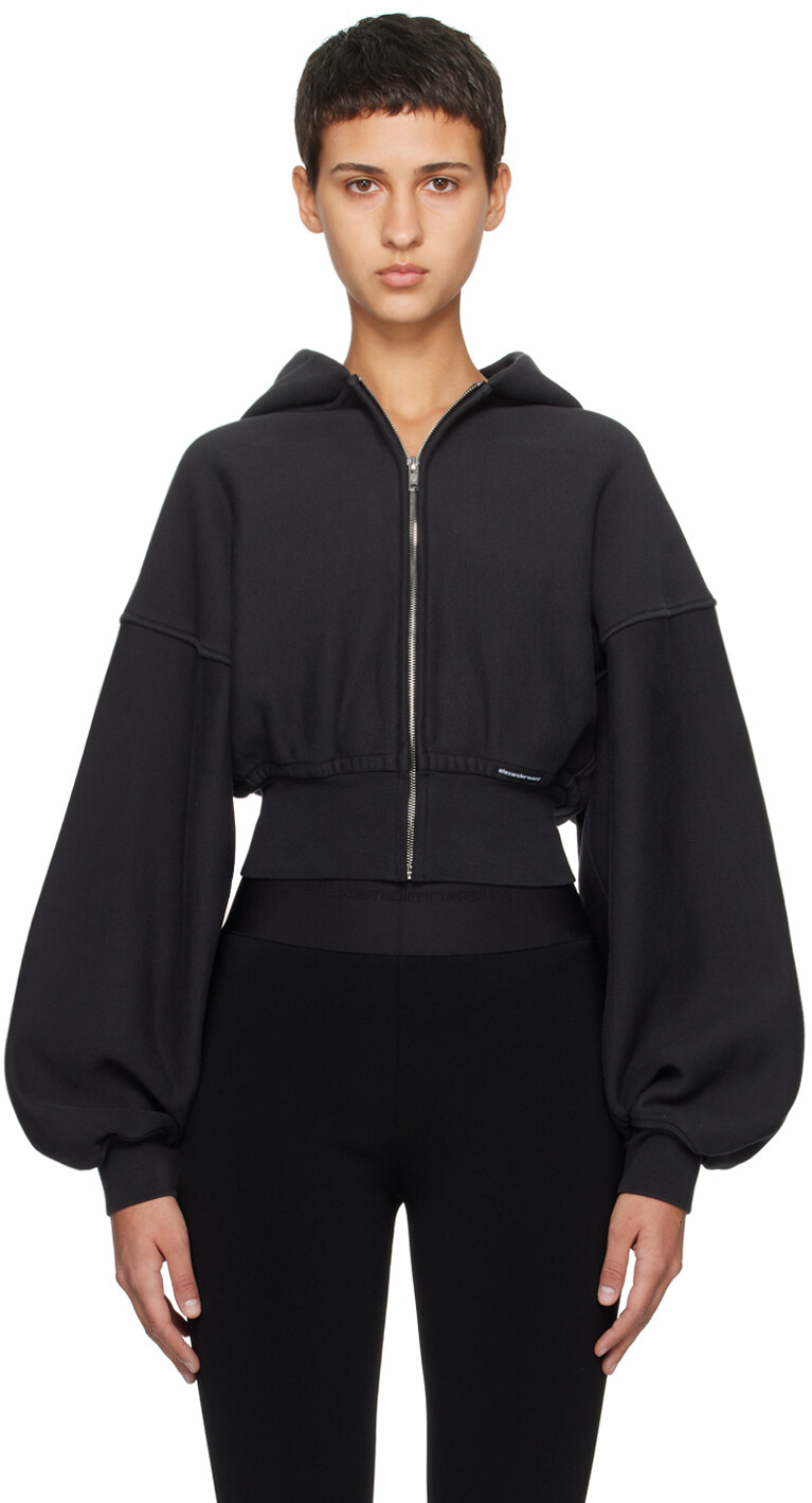 

Черный укороченный худи Alexanderwang.T, цвет Faded black