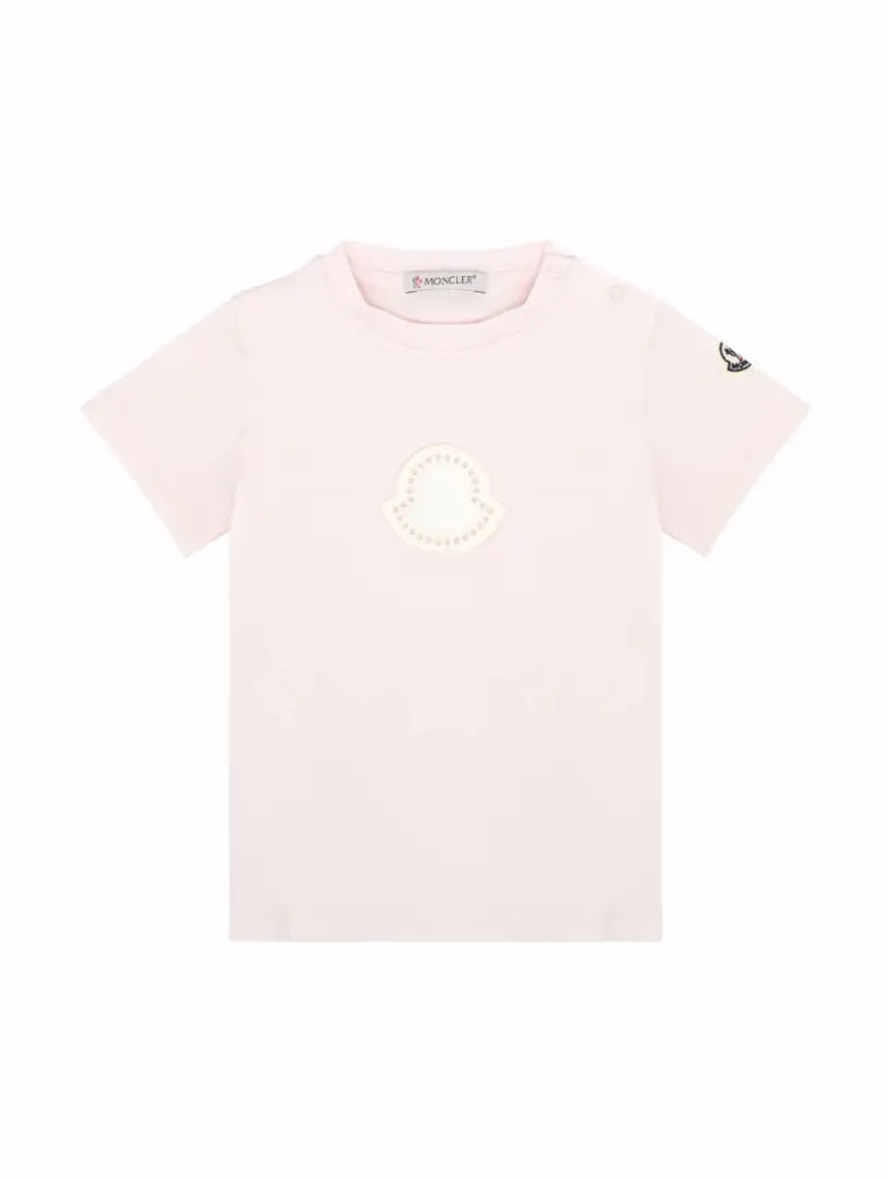 Хлопковая футболка с логотипом Moncler, розовый