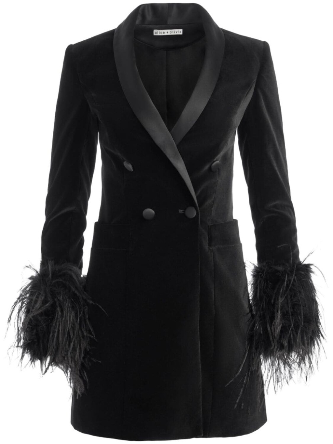 

alice + olivia платье мини Latoya с перьями, черный