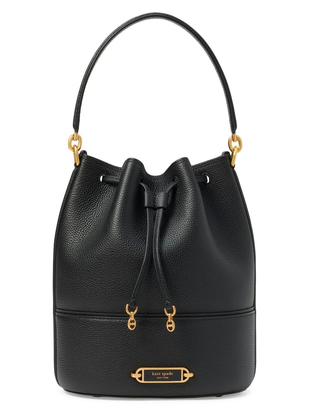 

Сумка-ведро из галечной кожи среднего размера kate spade new york, черный