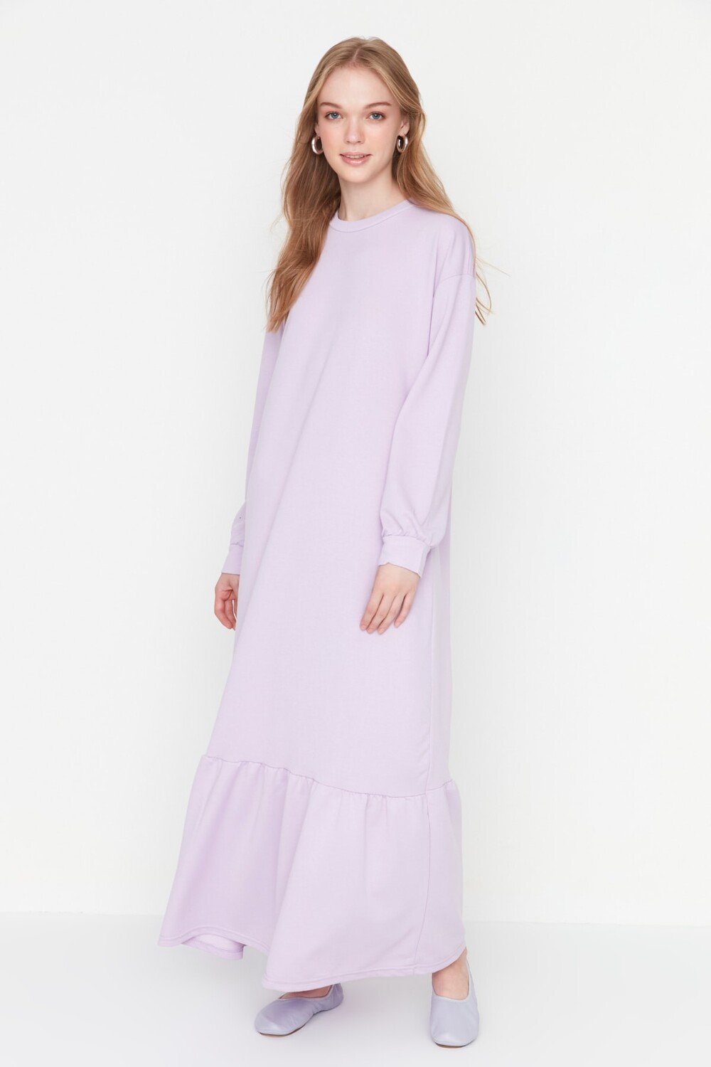 

Платье - Фиолетовое - Платье-халат Trendyol Modest, фиолетовый