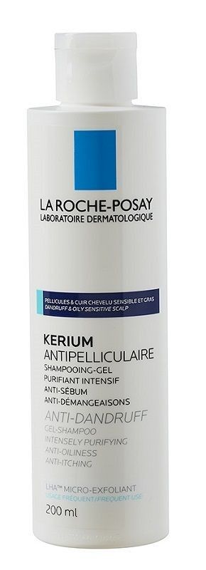 La Roche-Posay Kerium жирный шампунь от перхоти, 200 ml la roche posay мягкий физиологический шампунь для бережного очищения кожи головы и волос 400 мл la roche posay kerium