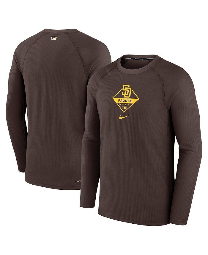 

Мужская коричневая футболка с длинным рукавом San Diego Padres Authentic Collection Raglan Performance Nike, коричневый