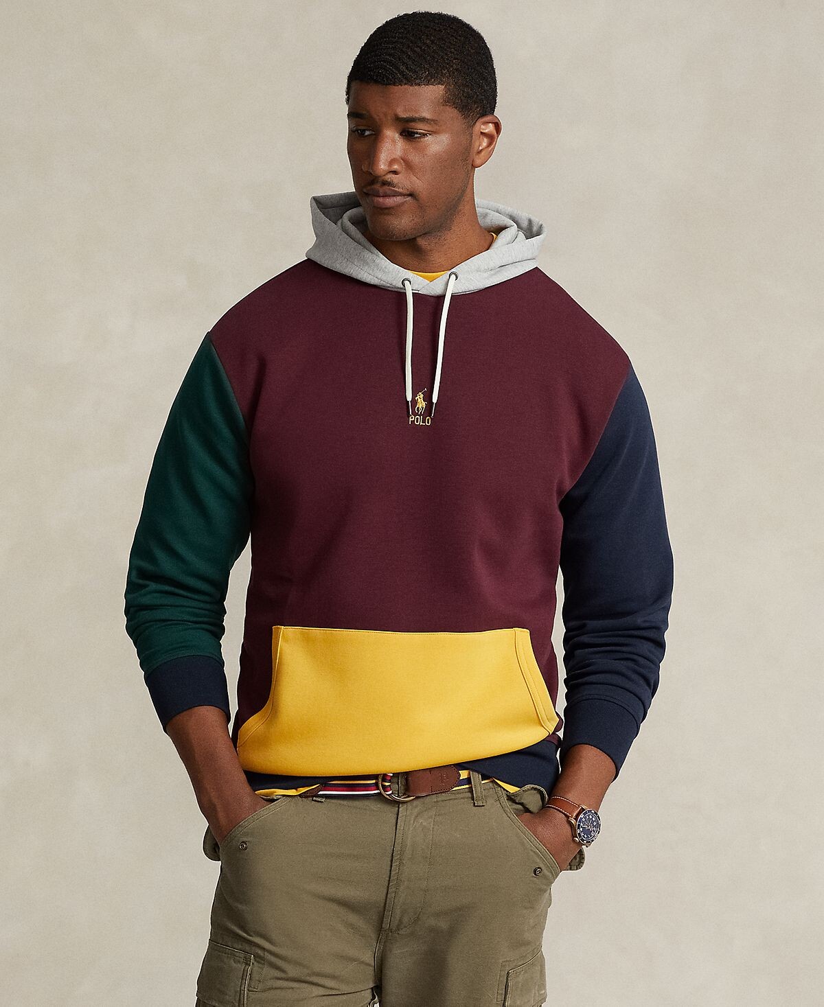 

Мужская толстовка двойной вязки с цветными блоками Big & Tall Polo Ralph Lauren