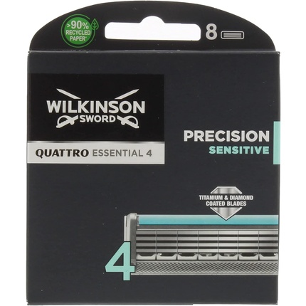 Запасные картриджи для бритвенных лезвий Quattro Titanium Sensitive — упаковка из 8 шт., Wilkinson Sword фотографии