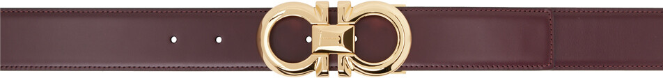 

Бордовый и черный двусторонний ремень Gancini Ferragamo, цвет Dark barolo/Nero