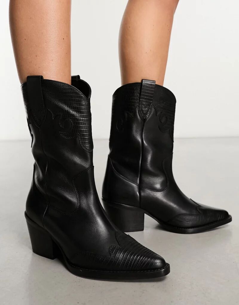 Черные кожаные ботинки в стиле вестерн на каблуке Bronx Jukeson
