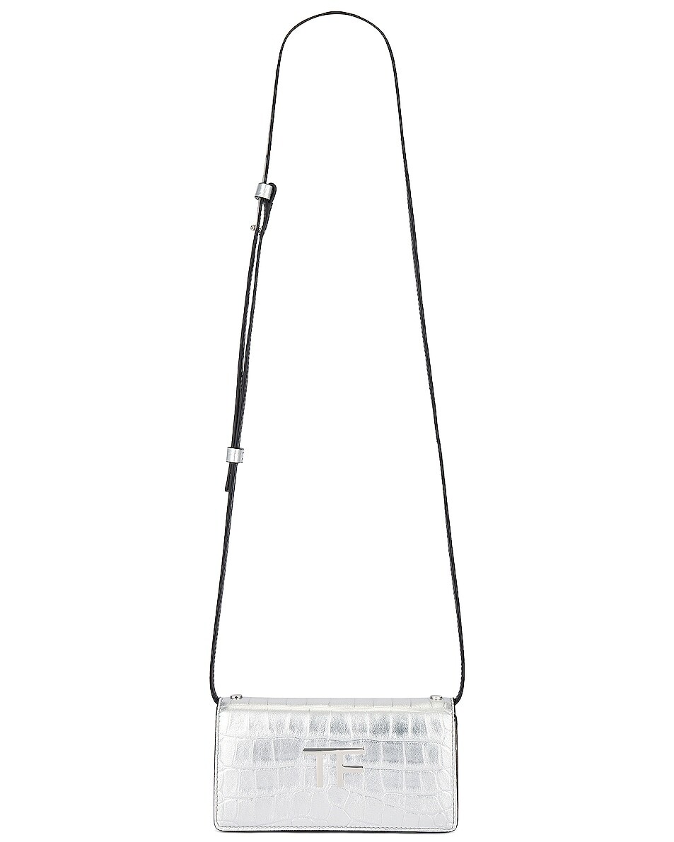 

Сумка-клатч Tom Ford Metallic Stamped Croc TF Mini, серебряный