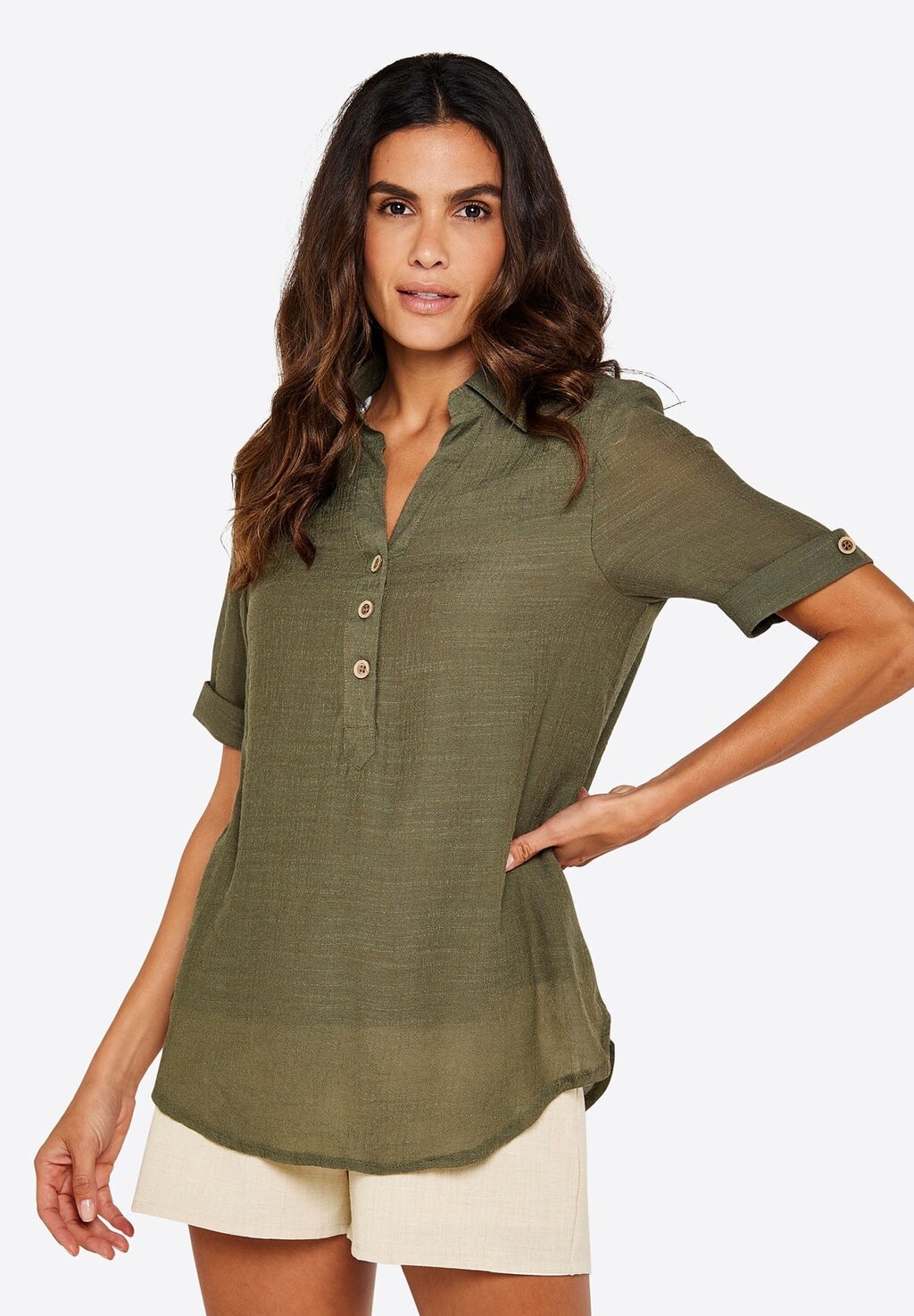 

Рубашка Slub Shimmer Apricot, хаки