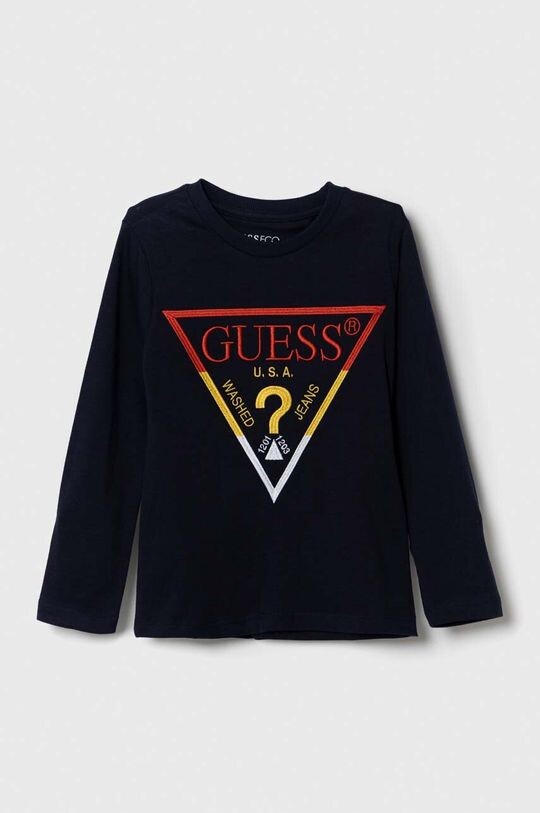 

Детская хлопковая рубашка Guess с длинными рукавами, темно-синий