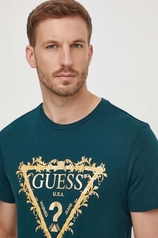 

Хлопковая футболка Guess, зеленый