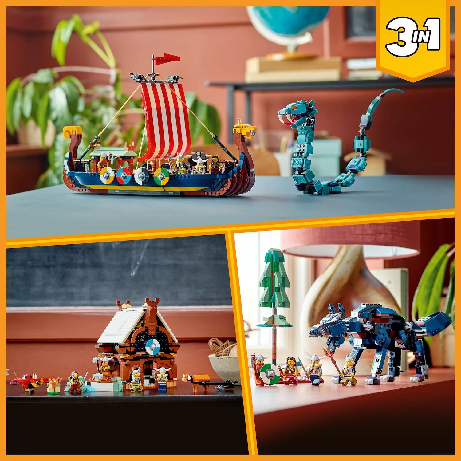 

Конструктор LEGO Creator 3in1 Корабль викингов и змей Мидгарда 31132 LEGO