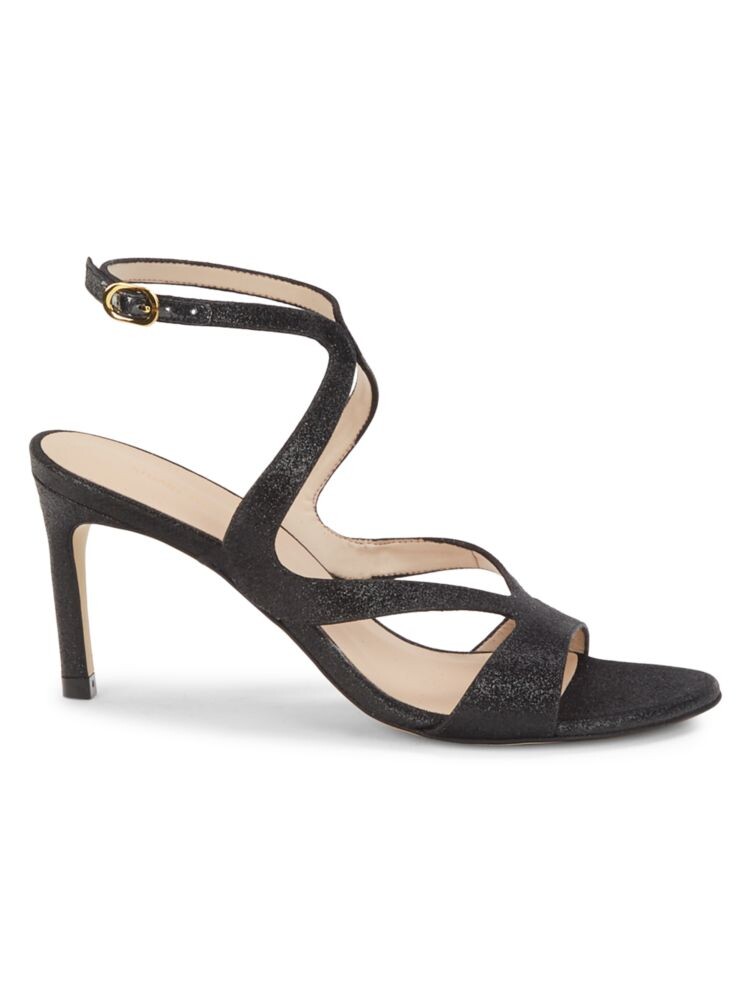

Кожаные сандалии с блестками Mariposa Stuart Weitzman, черный