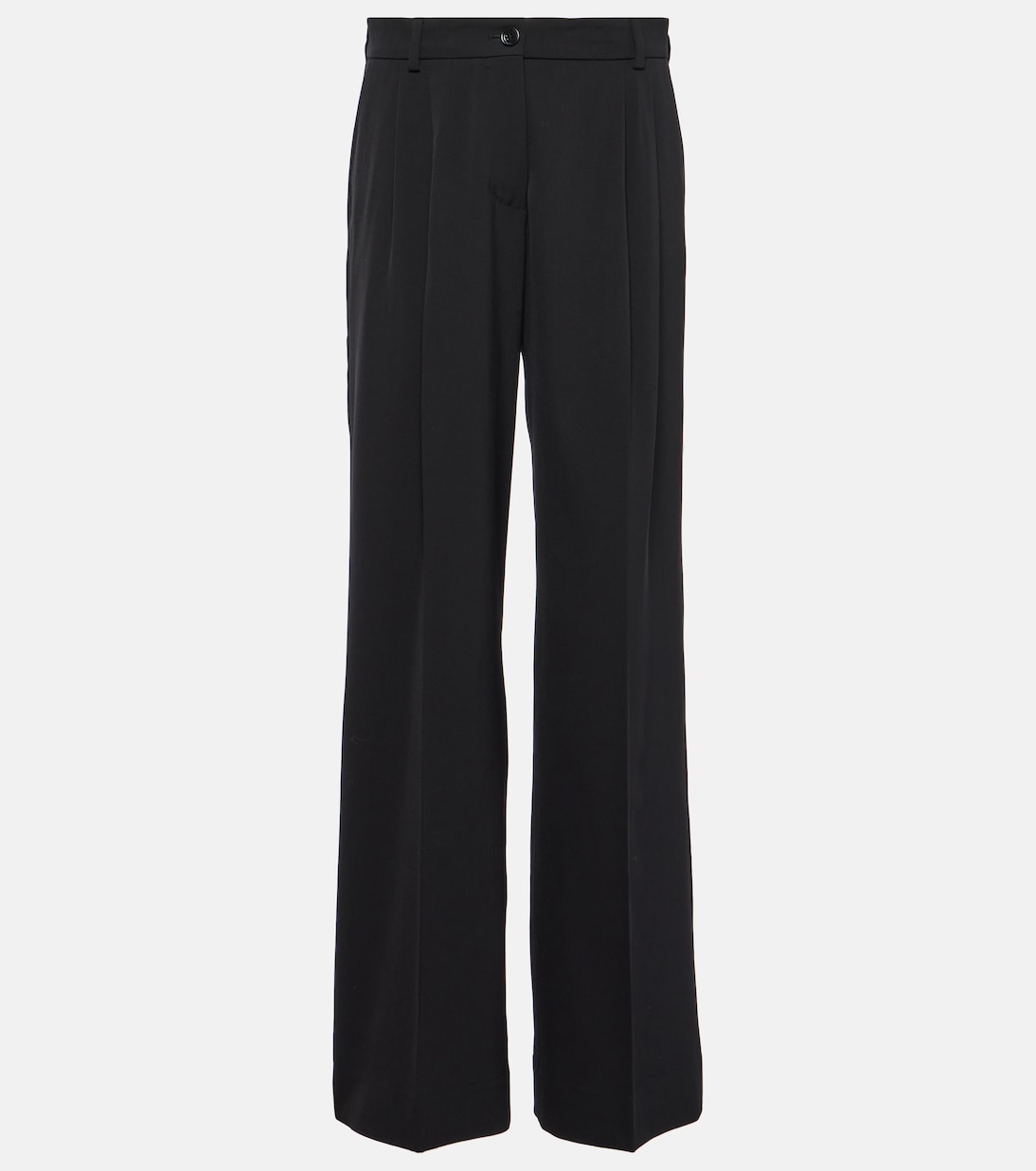 Широкие брюки со складками из смесовой шерсти Dolce&Gabbana, черный