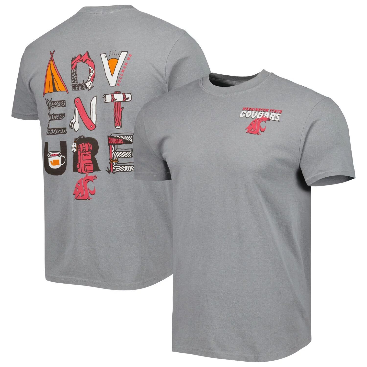 

Мужская серая футболка Washington State Cougars Adventure Comfort Colors, Серый