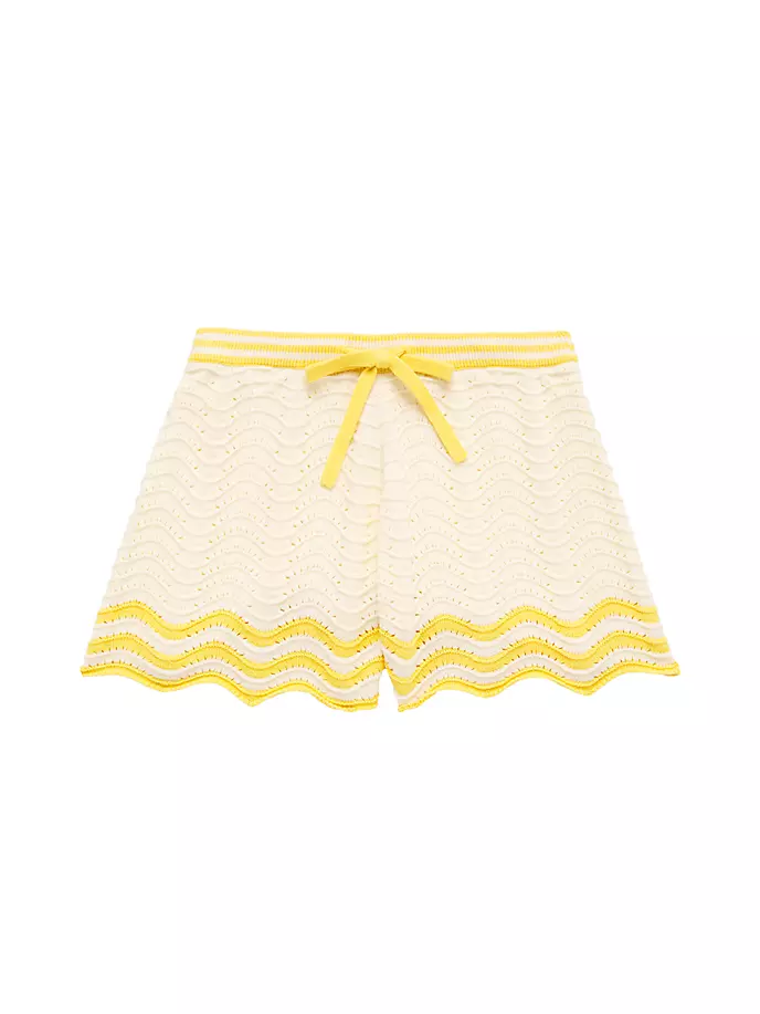 Легкие текстурированные трикотажные шорты для маленьких девочек и девочек Zimmermann Kids, желтый накидка august с капюшоном для маленьких девочек и девочек zimmermann kids цвет cream floral