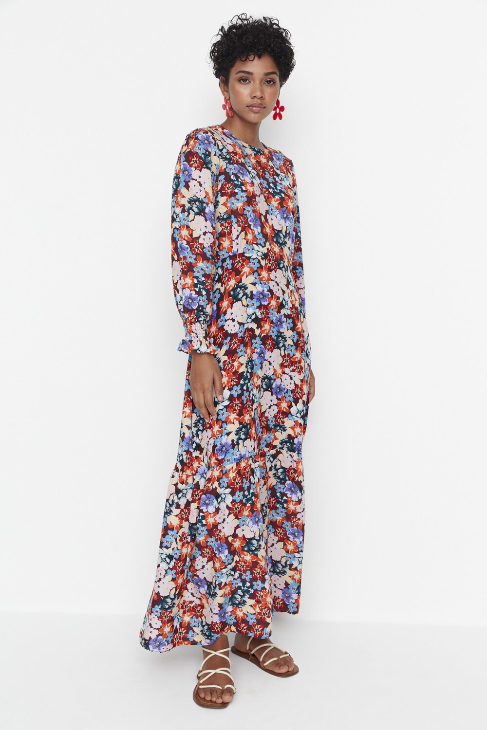 

Платье - Красное - А-силуэт Trendyol Modest, красный