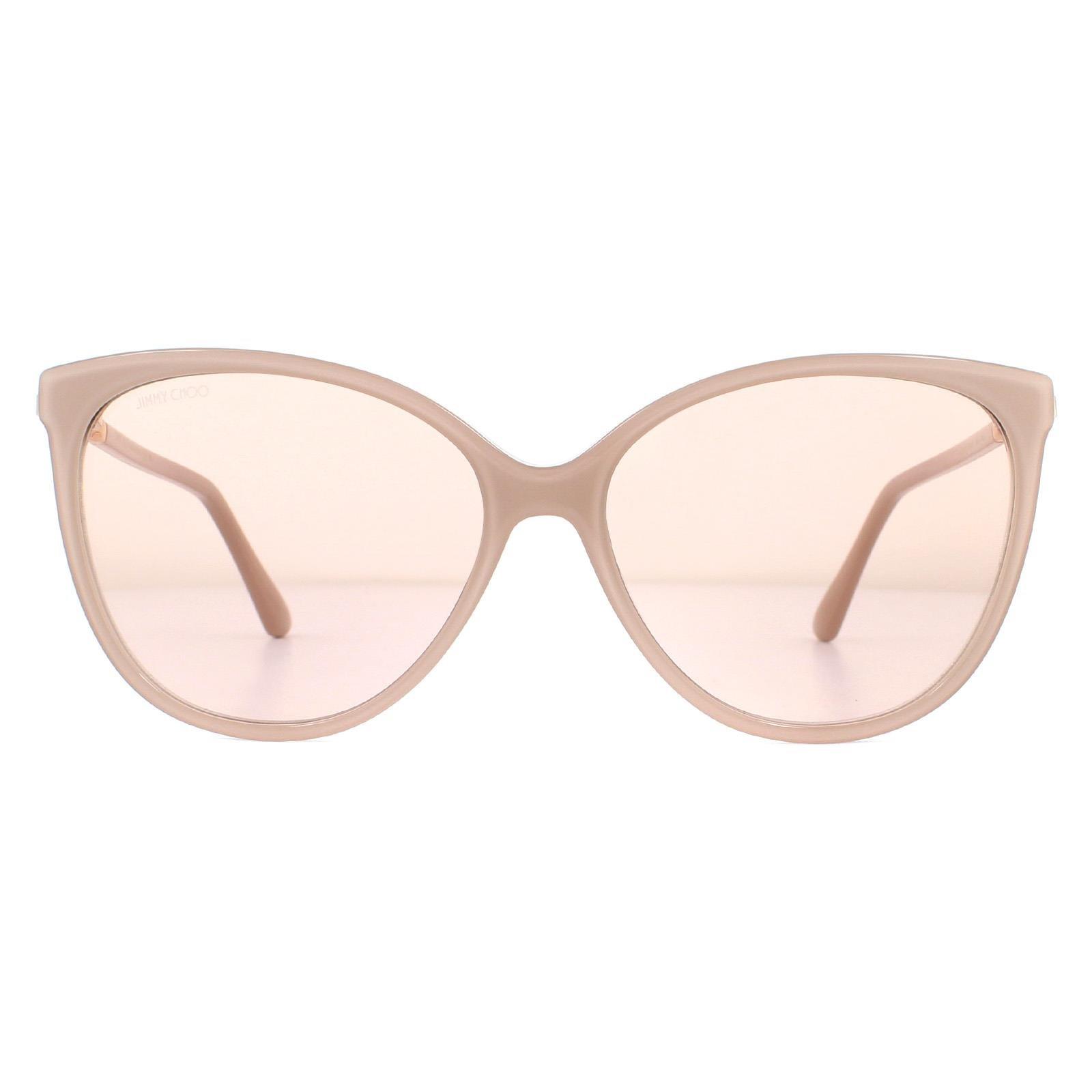 Зеркальные солнцезащитные очки телесного цвета с блестками и золотистым кошачьим глазом Jimmy Choo, розовый