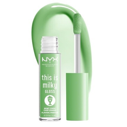 

NYX Professional Makeup This Is Milky Gloss, 12-часовое увлажнение, веганский блеск для губ с мятой и шоколадной крошкой, мятно-зеленый