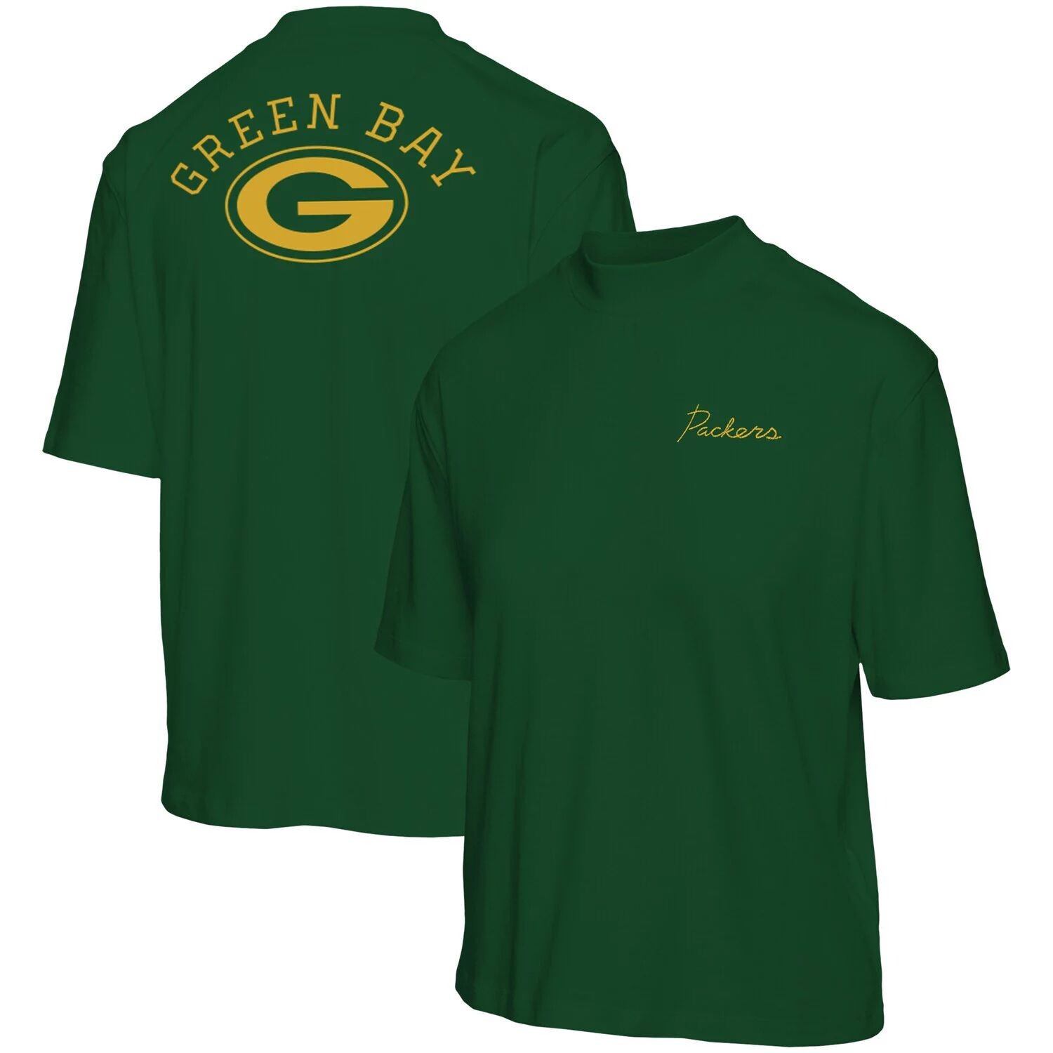 

Женская зеленая футболка с коротким рукавом и воротником-стойкой Green Bay Packers Junk Food