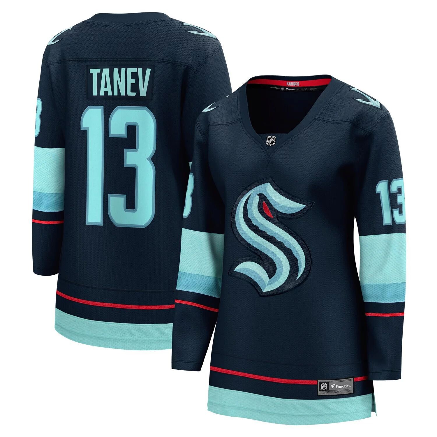 

Женская футболка Fanatics Brandon Tanev Deep Sea Seattle Kraken Home Premier Breakaway Player Fanatics