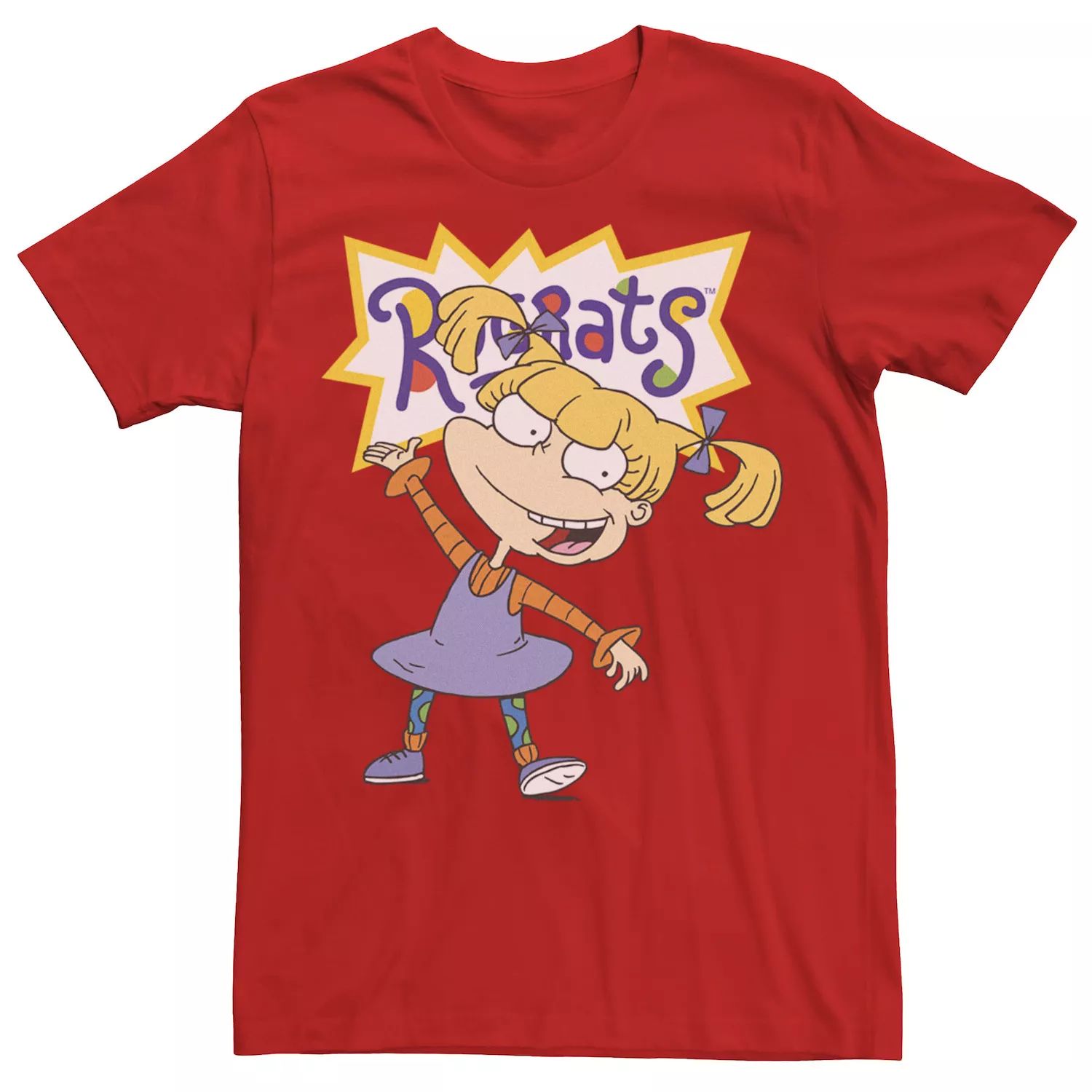 цена Мужская футболка Rugrats Angelica с простым портретом и рисунком Nickelodeon, красный
