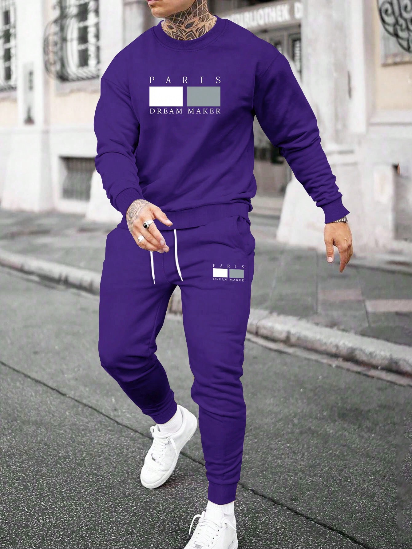 Мужской комплект из толстовки и спортивных штанов с буквенным принтом Manfinity, фиолетовый