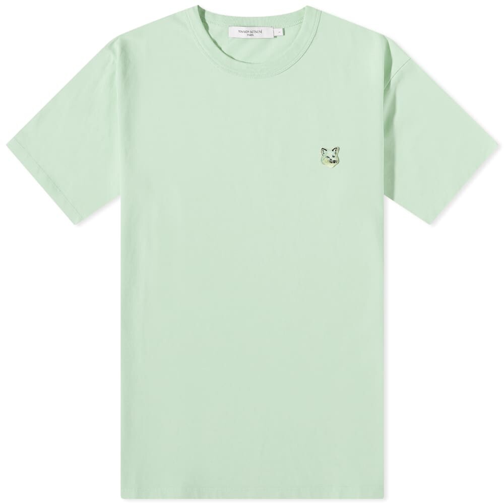 

Обычная футболка Maison Kitsune с нашивкой в ​​виде головы лисы в тон, мятный, Зеленый