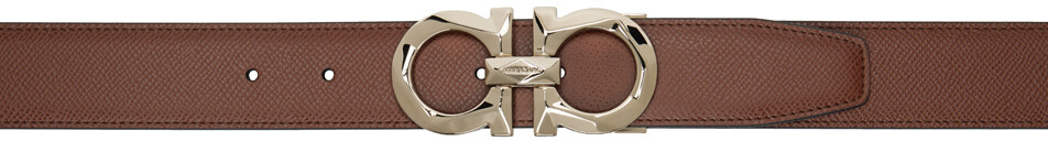 

Коричневый и черный двусторонний ремень Gancini Ferragamo, цвет Radica/Nero