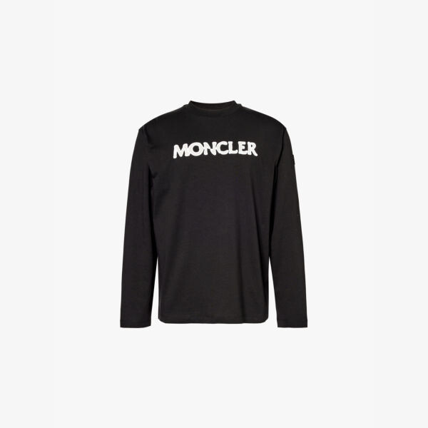 

Футболка прямого кроя из хлопкового джерси с фирменным принтом Moncler, черный