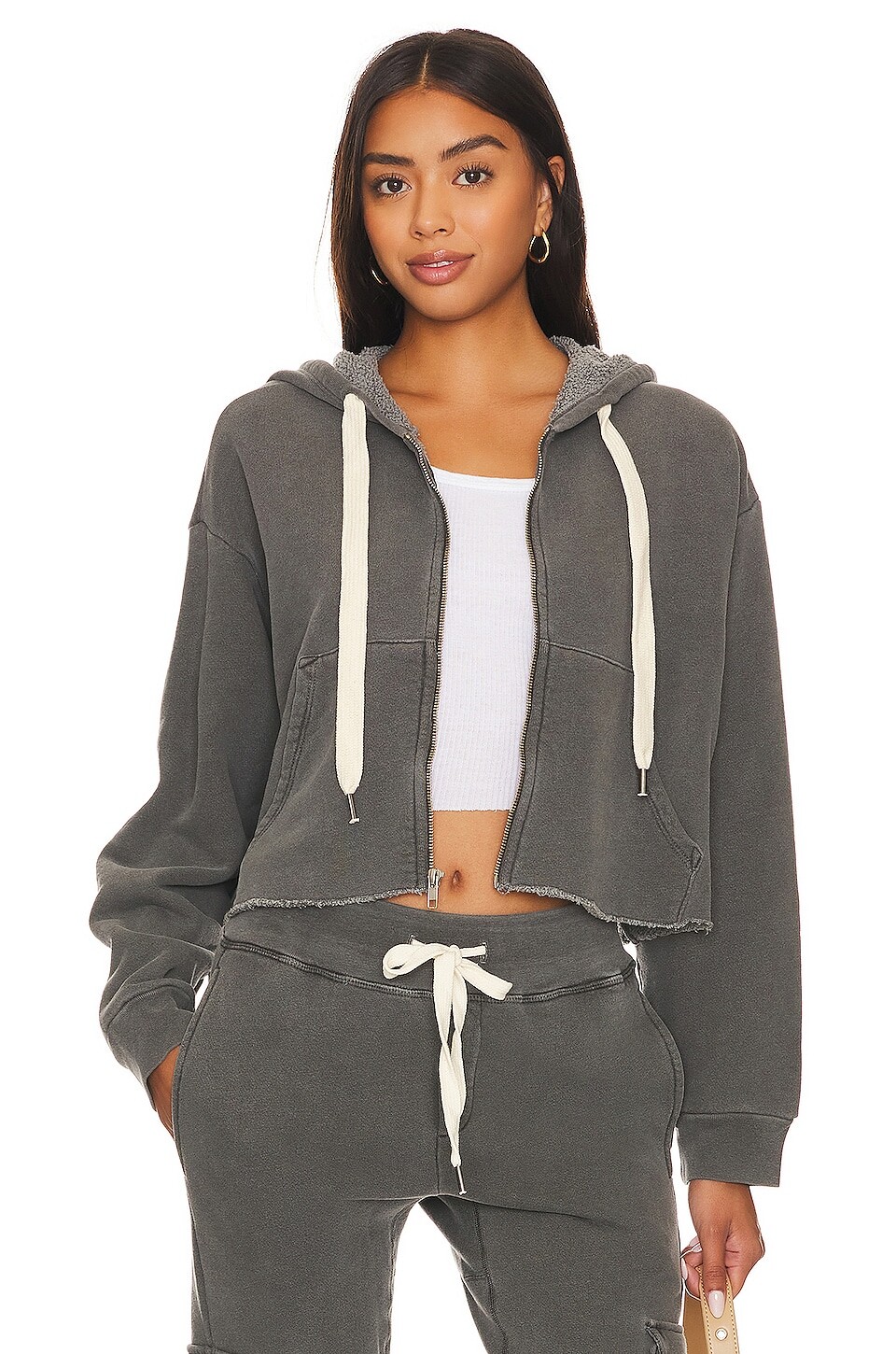 

Толстовка NSF Delaney Undone Hem Crop Zip Hoody, цвет Pigment Black