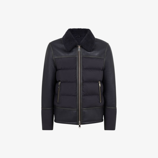

Стеганое кожаное пальто Bobmin из овчины Reiss, серый
