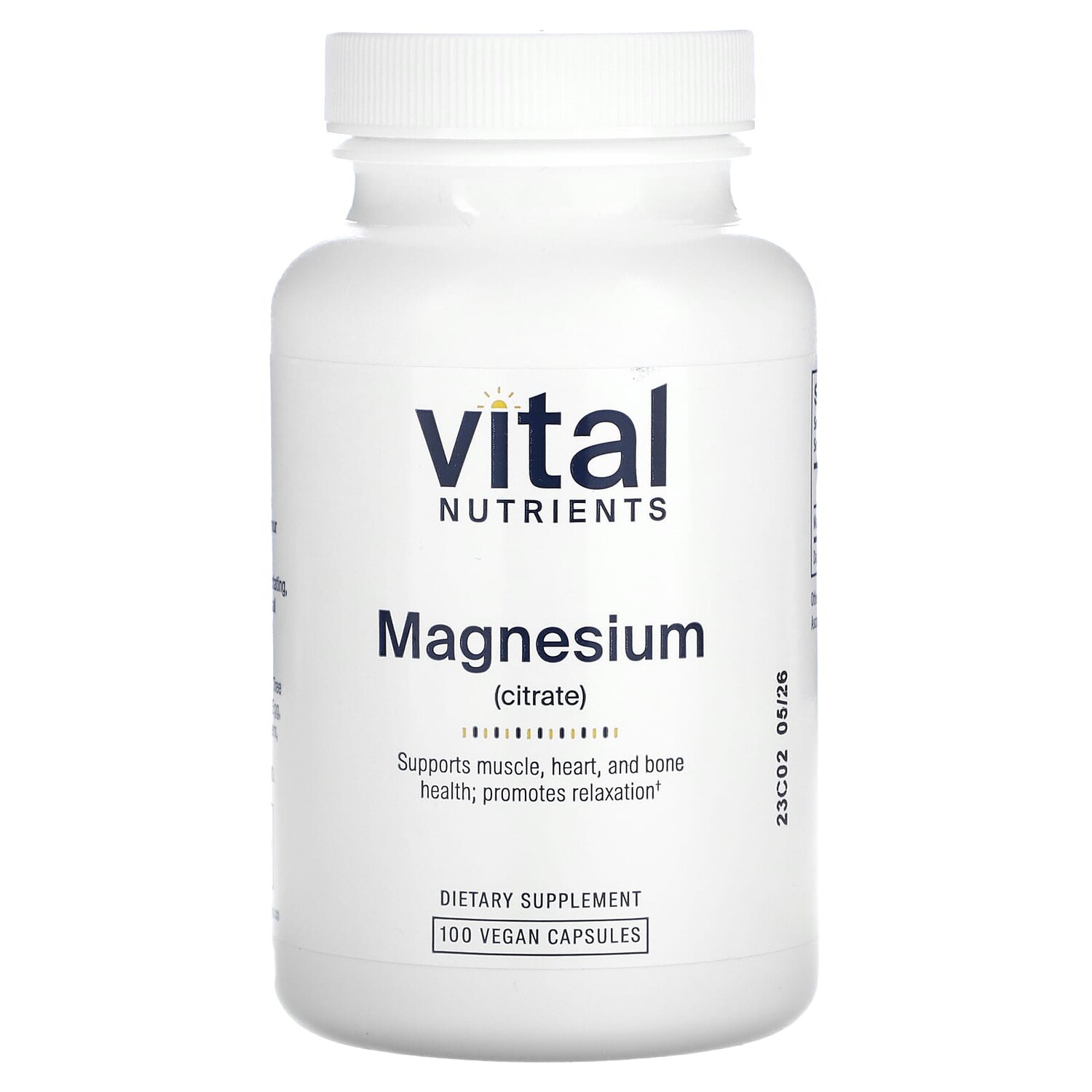 

Магний (цитрат), 100 веганских капсул, Vital Nutrients