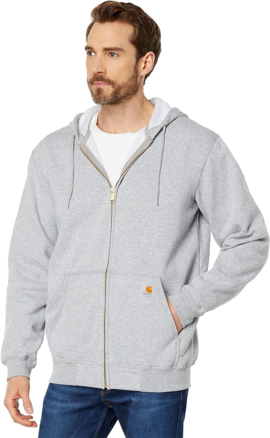 

Толстовка MW с капюшоном на молнии спереди Carhartt, цвет Heather Gray