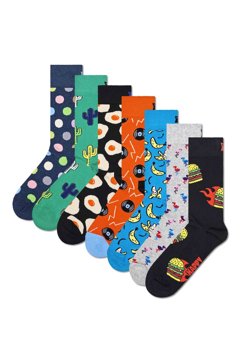 Носки с принтом - 7 пар Happy Socks, черный