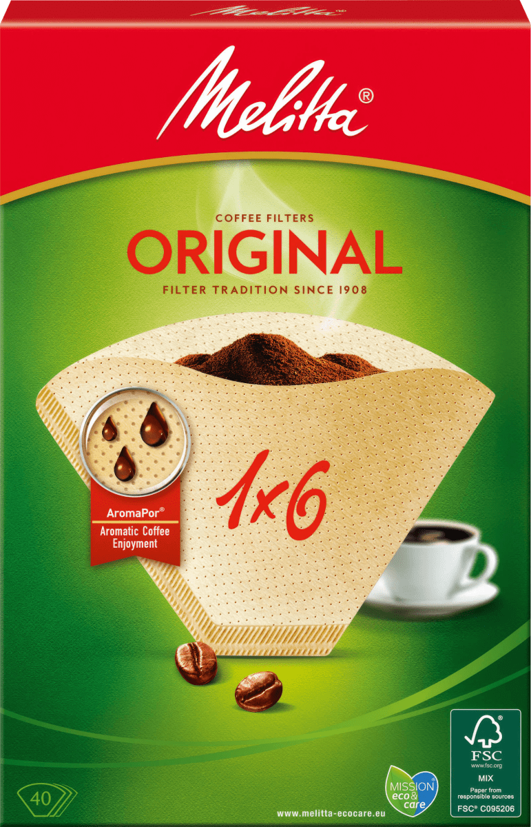 Фильтр-пакеты для кофе Original 1х6 натуральный коричневый 40 шт. Melitta melitta пневмопривод венчика bistro gourmet melitta 6556129